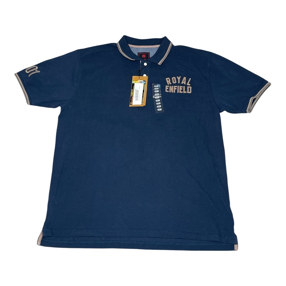 NWT Royal Enfield Mens Navy Blue Short‎ Sleeve Polo Motorcycles Bikers Shirt 3XL